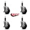 Service Caster 3.5'' Black Poly Swivel 1'' Expanding Stem Caster Set with Brake, 4PK SCC-EX20S3514-PPUB-BLK-TLB-1-4 - alternate 4